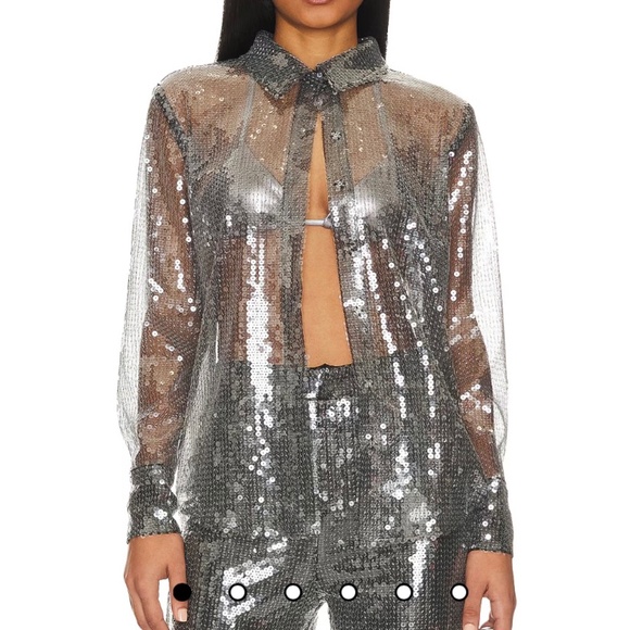 Revolve Wyatt Button Down Sequin top - Picture 1 of 3